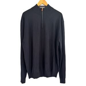 NWT Collars & Co Australian Merino Wool 1/4 Zip Sweater Navy Blue Men's Size XXL